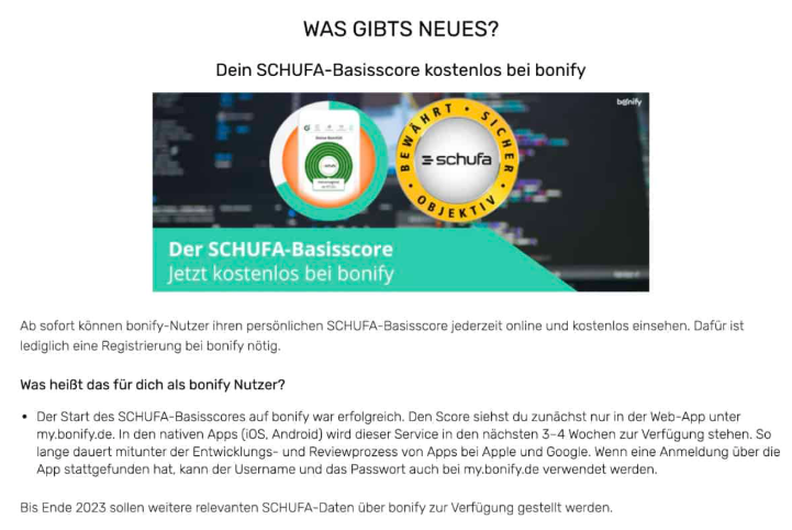 bonify kostenloser schufa-score in app