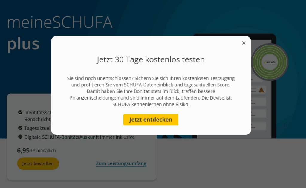 schufa 30 tage kostenlos